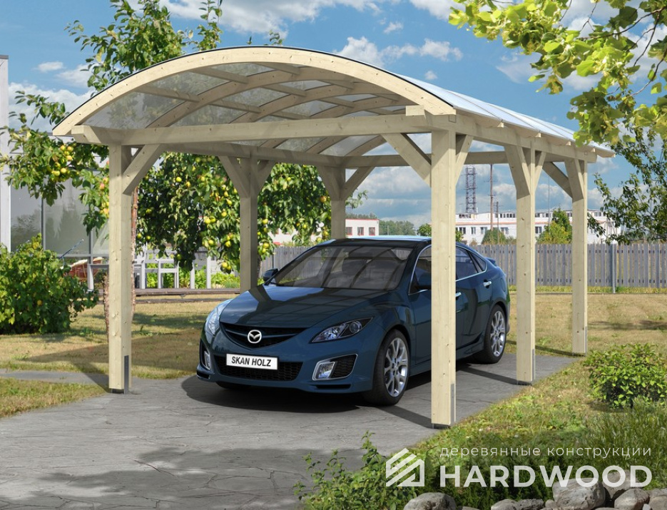 Деревянный навес с поликарбонатом №74 - фото 1134