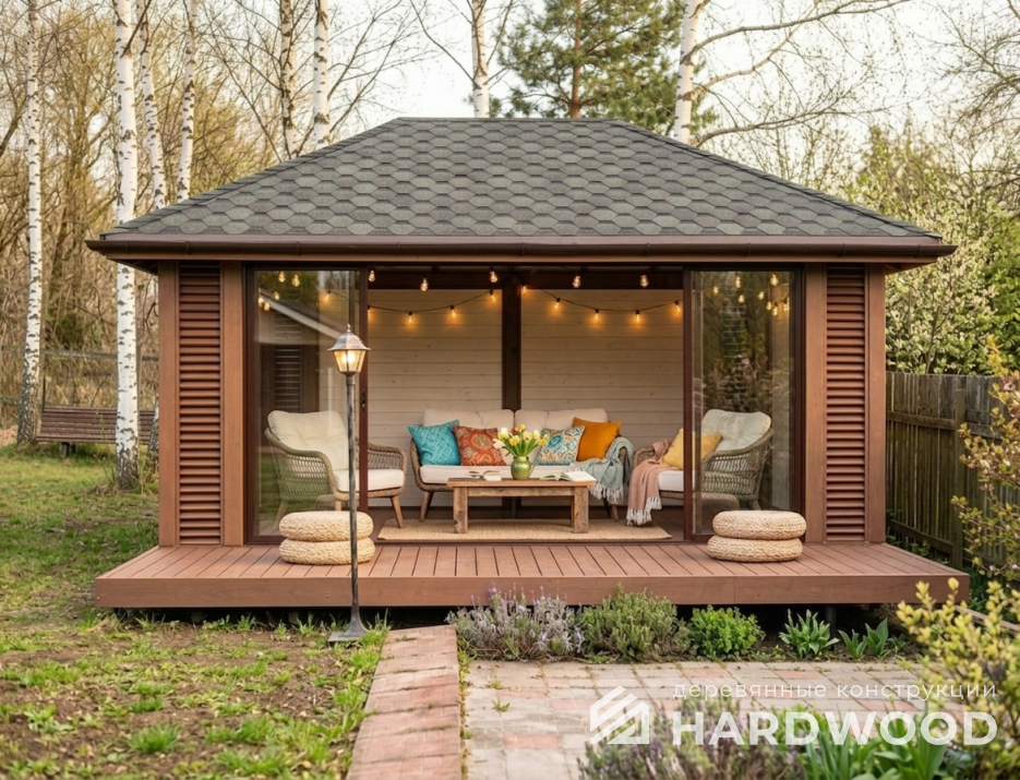 Четырехскатная беседка из дерева №99 - фото 2286