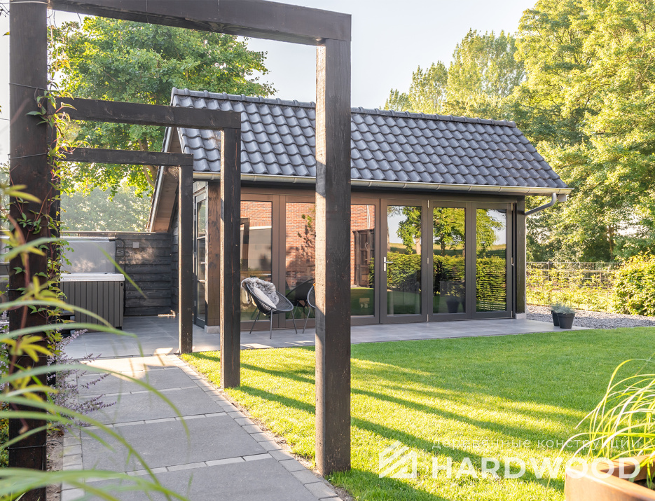 Гриль беседка с двускатной крышей №38 - фото 1598