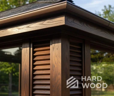 Большая деревянная беседка остеклённая №98 - фото 2281