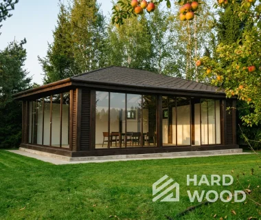 Большая деревянная беседка остеклённая №98 - фото 2275